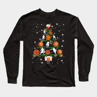 Basketball Christmas Tree Costume Gift Long Sleeve T-Shirt